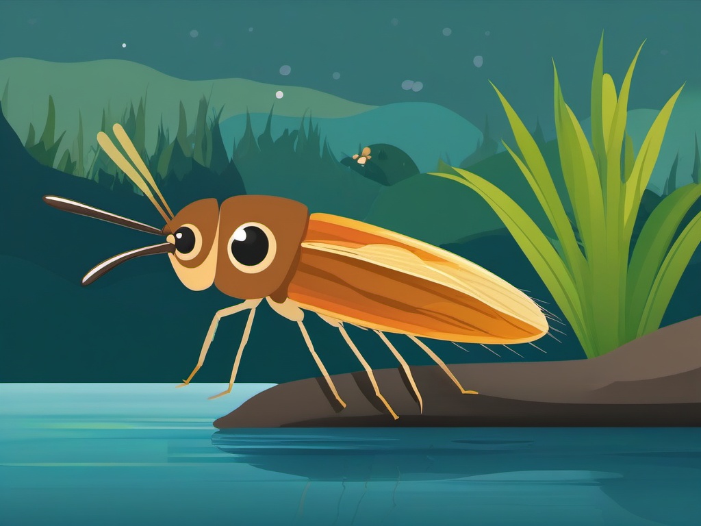 Caddisfly Clip Art - A caddisfly with aquatic habitats,  color vector clipart, minimal style