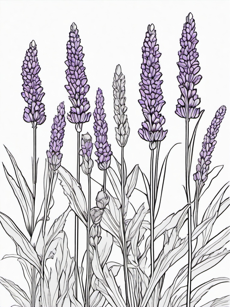 Vegetable Coloring Pages - Lavender with purple buds  simple coloring pages