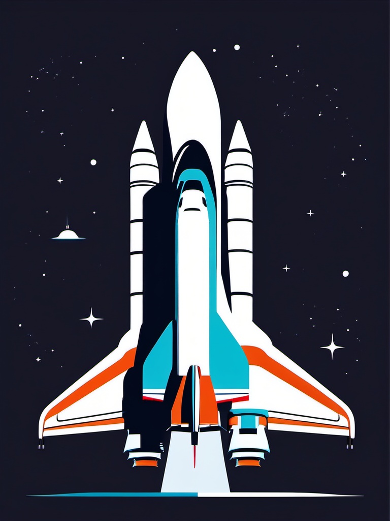 Space Shuttle Clipart - A futuristic space shuttle prepared for interstellar exploration, a symbol of human ambition.  color clipart, minimalist, vector art, 