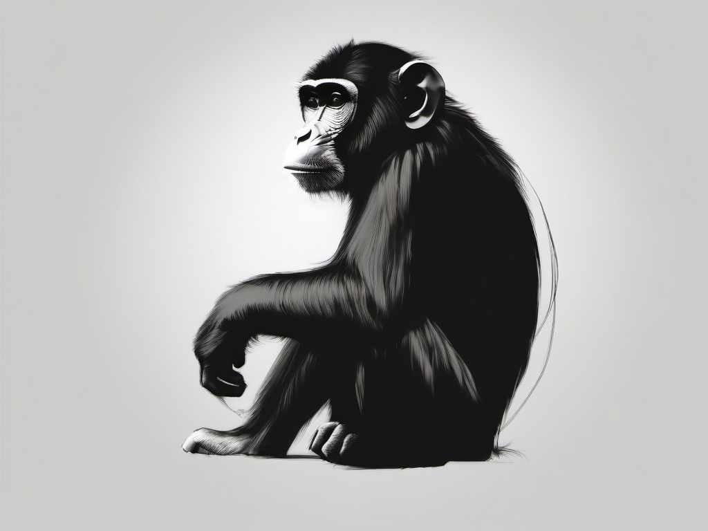 sketch of a monkey  minimal rough sketch scribbles,doodles,black and white