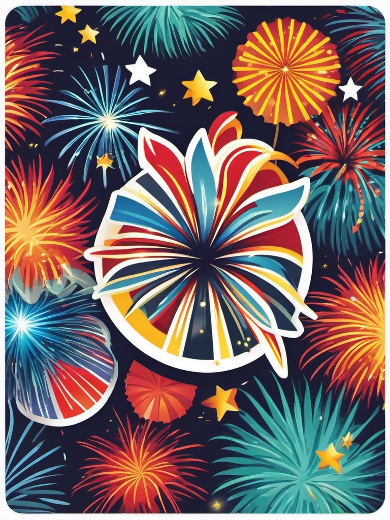 Fireworks Sticker - Fireworks for dazzling displays, ,vector color sticker art,minimal