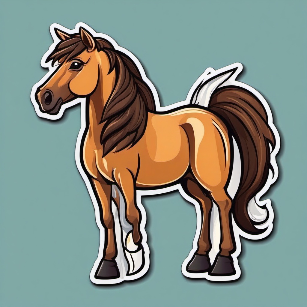 Horse cartoon - noble animal with a mane  cartoon sticker style