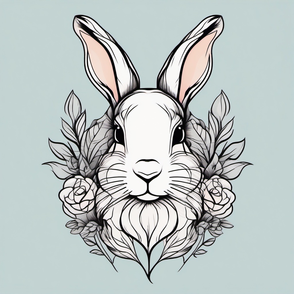 holland lop bunny tattoo  minimalist color tattoo, vector
