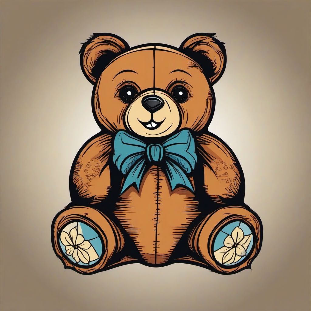 tattoo of a teddy bear  simple vector color tattoo