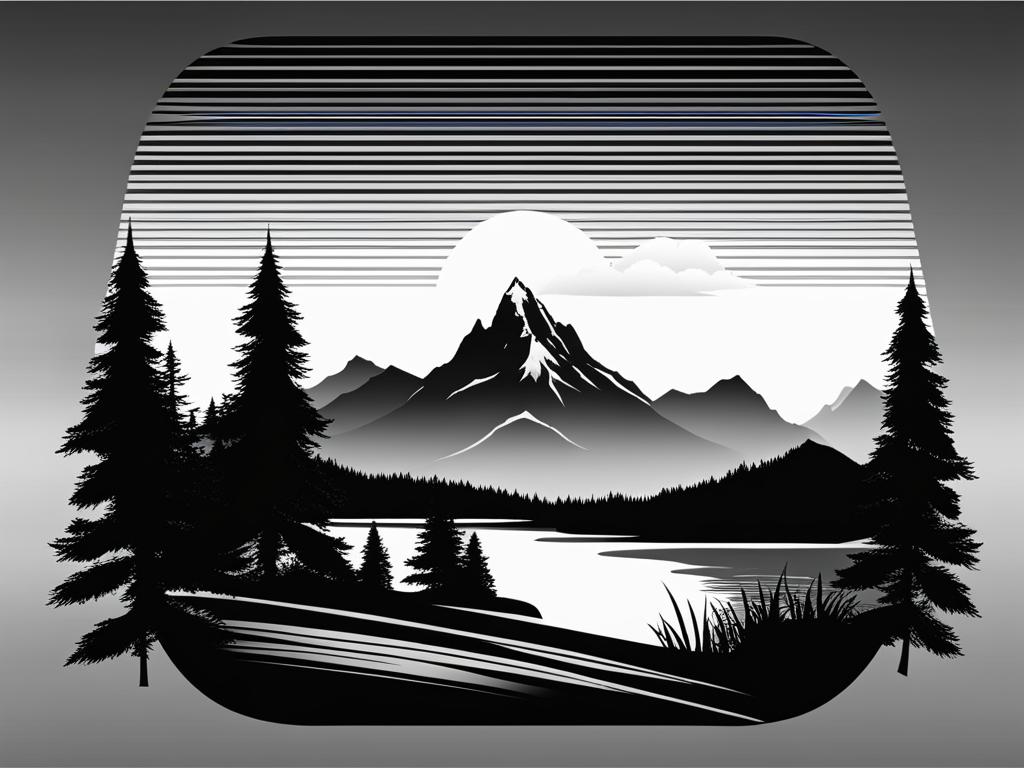 mountain clipart black and white 