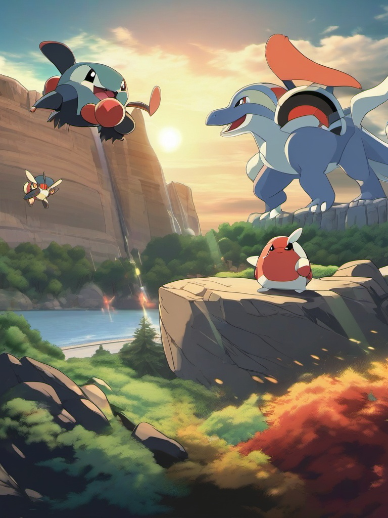 Pokemon Wallpaper - Pokemon Battle at Mount Rushmore  , splash art wallpaper, dull colors