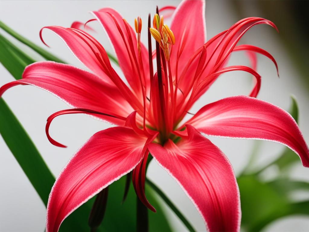 Red spider lily tattoo, Tattoos featuring the unique and striking red spider lily.  vivid colors, white background, tattoo design