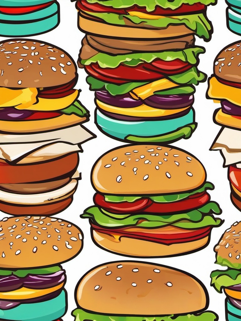 Burger clipart - stack of burgers for a backyard party  