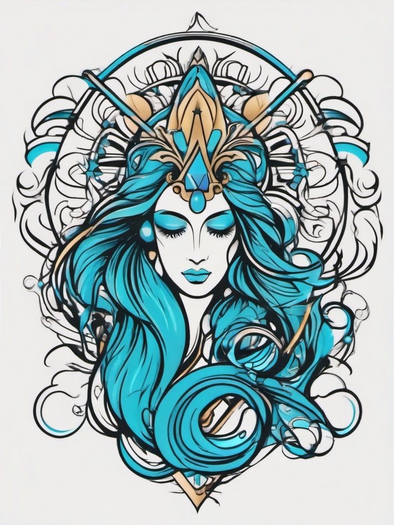 aquarius animal tattoo  simple vector color tattoo