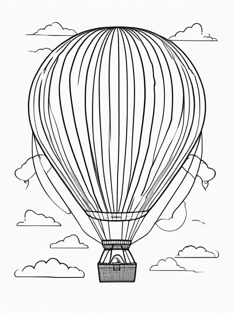 Heart Hot Air Balloon Coloring Pages - Heart-Shaped Balloon Soaring in the Sky  minimal black outline printable sheet, coloring page