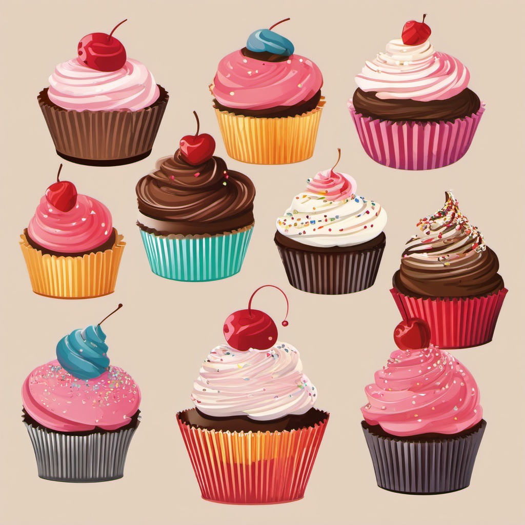 Birthday Cupcakes clipart - Delicious birthday cupcakes, ,vector color clipart,minimal