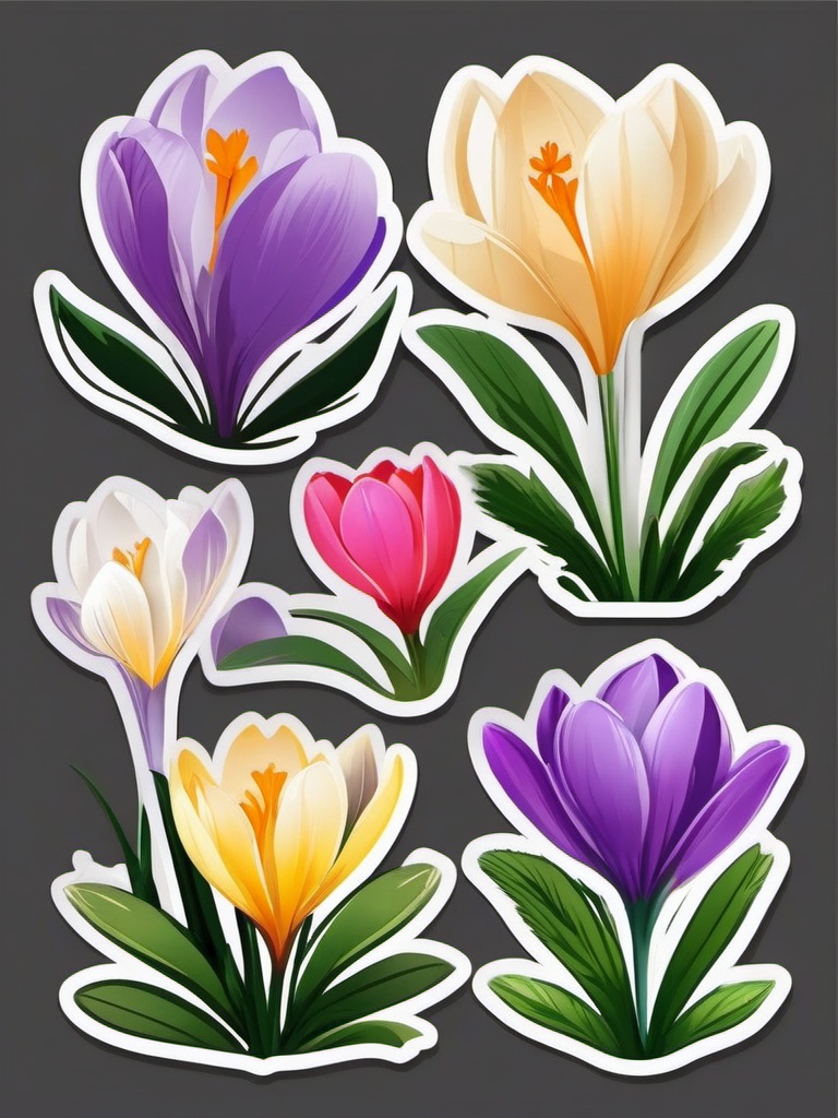 Crocus Sticker - Welcome the arrival of spring with the early and vibrant blooms of crocuses, , sticker vector art, minimalist design