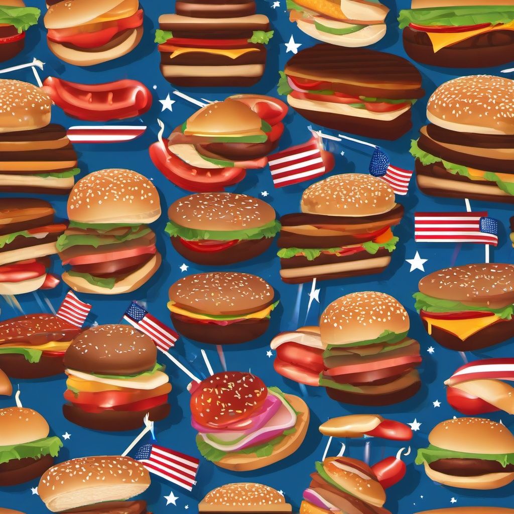 4th of July clipart - barbecue grill with burgers and hot dogs  