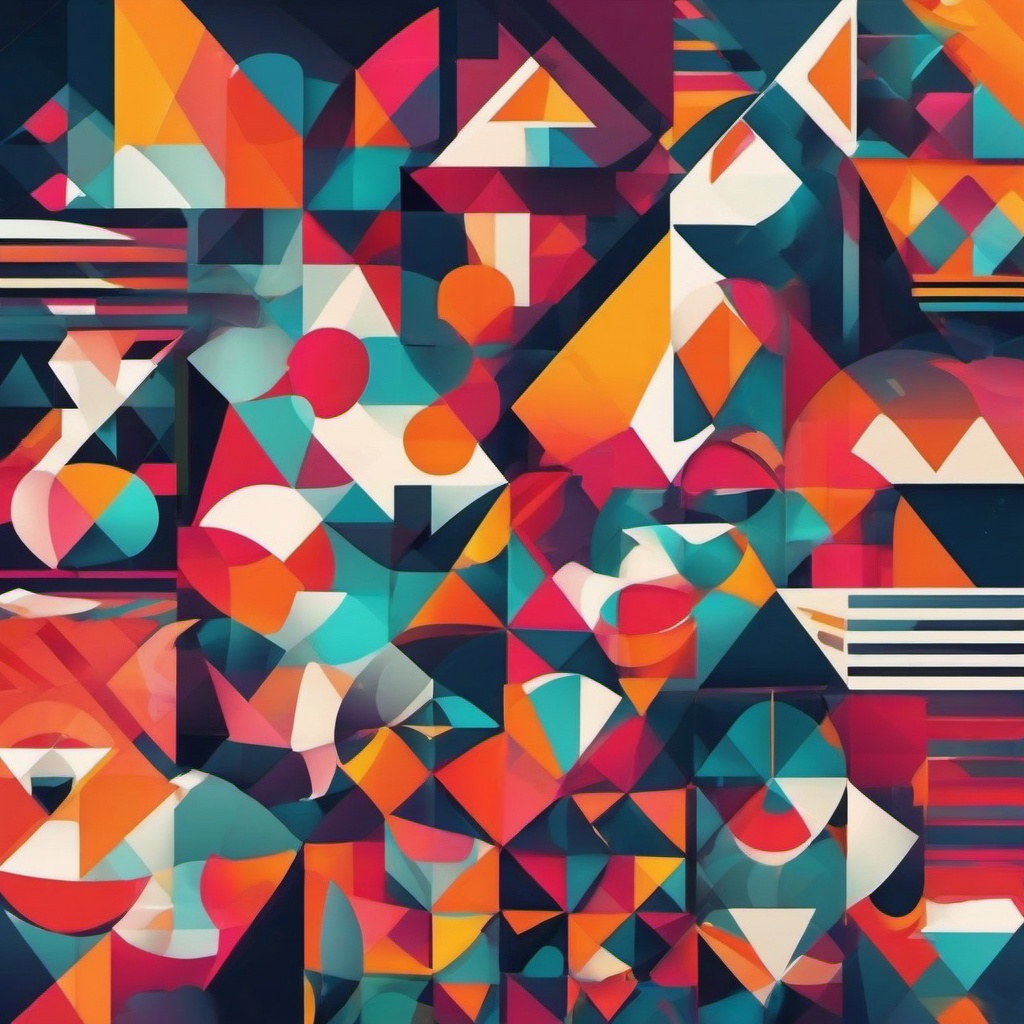 Aesthetic Background - Abstract Art with Geometric Shapes wallpaper splash art, vibrant colors, intricate patterns