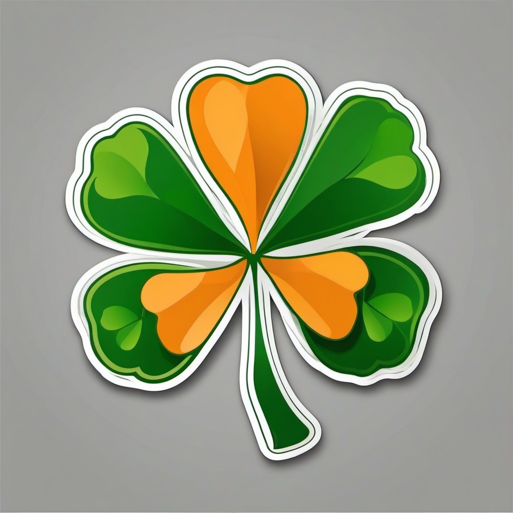 Shamrock Sticker - Shamrock for luck, ,vector color sticker art,minimal