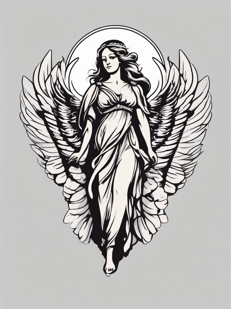 angel with halo tattoo  simple vector color tattoo