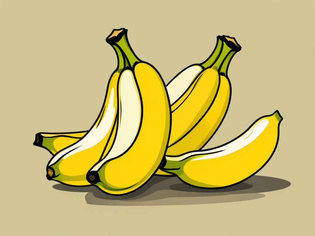 Banana Bunch Clipart - A bunch of ripe yellow bananas.  color vector clipart, minimal style