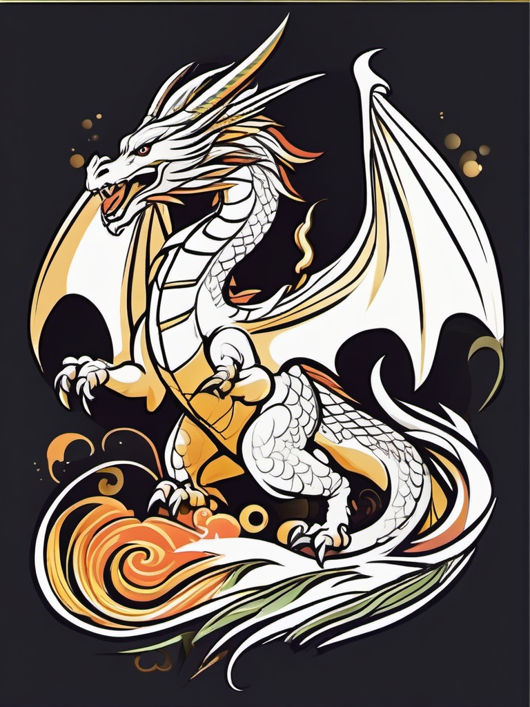 Dragon clipart - Mythical creature with wings and fierce flight, ,color clipart vector style