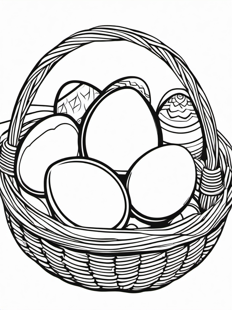 Easter Eggs Coloring Pages - Easter Eggs in a basket  simple coloring pages