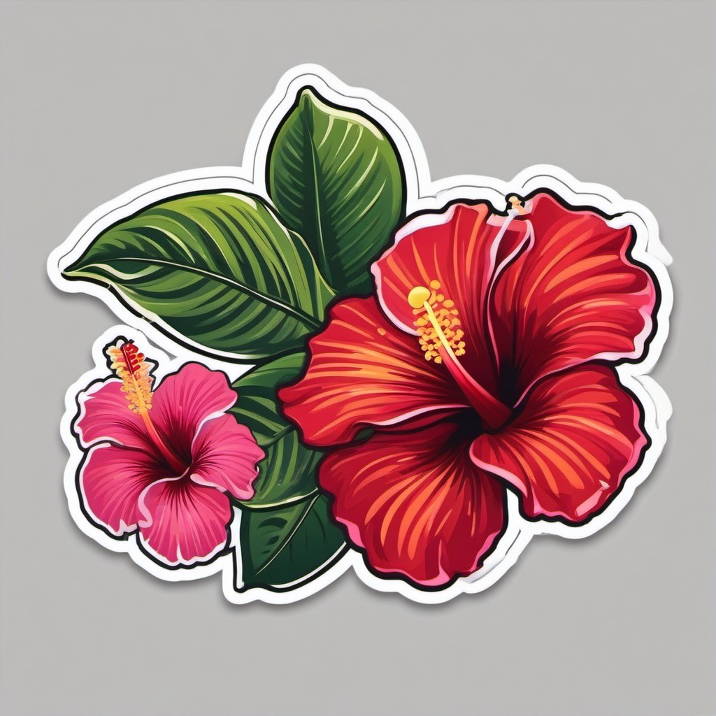 Hibiscus Sticker - Transport yourself to tropical landscapes with the bold and exotic hibiscus sticker, , sticker vector art, minimalist design