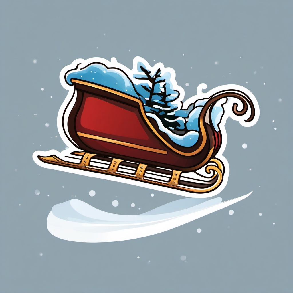 Winter sleigh sticker- Festive and joyful, , sticker vector art, minimalist design