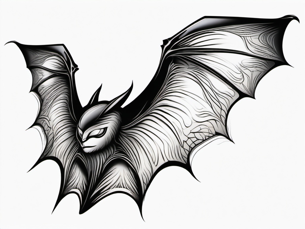 Bat Wing Tattoo-Dynamic and artistic representation of bat wings in a tattoo design.  simple color tattoo,white background