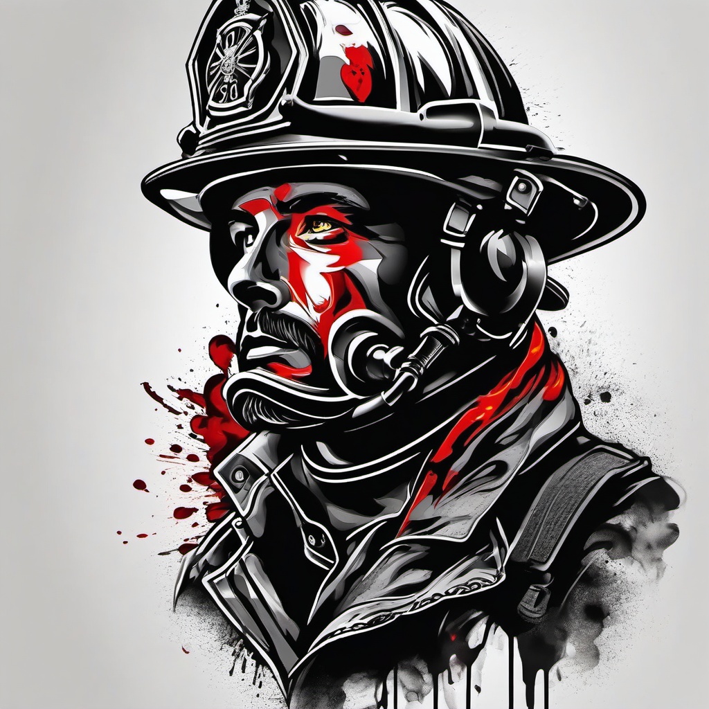 firefighter tattoos for men  simple color tattoo,white background