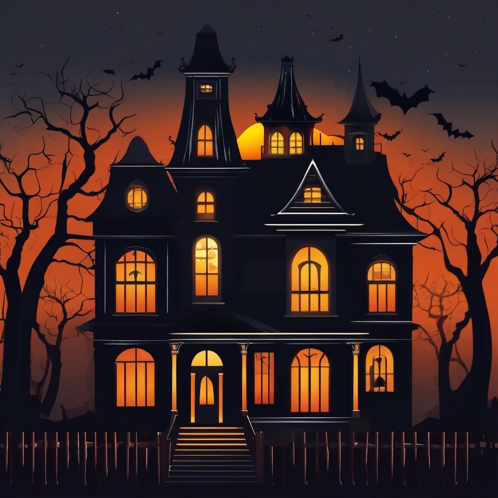 Haunted House clipart - Spooky haunted house for Halloween, ,vector color clipart,minimal