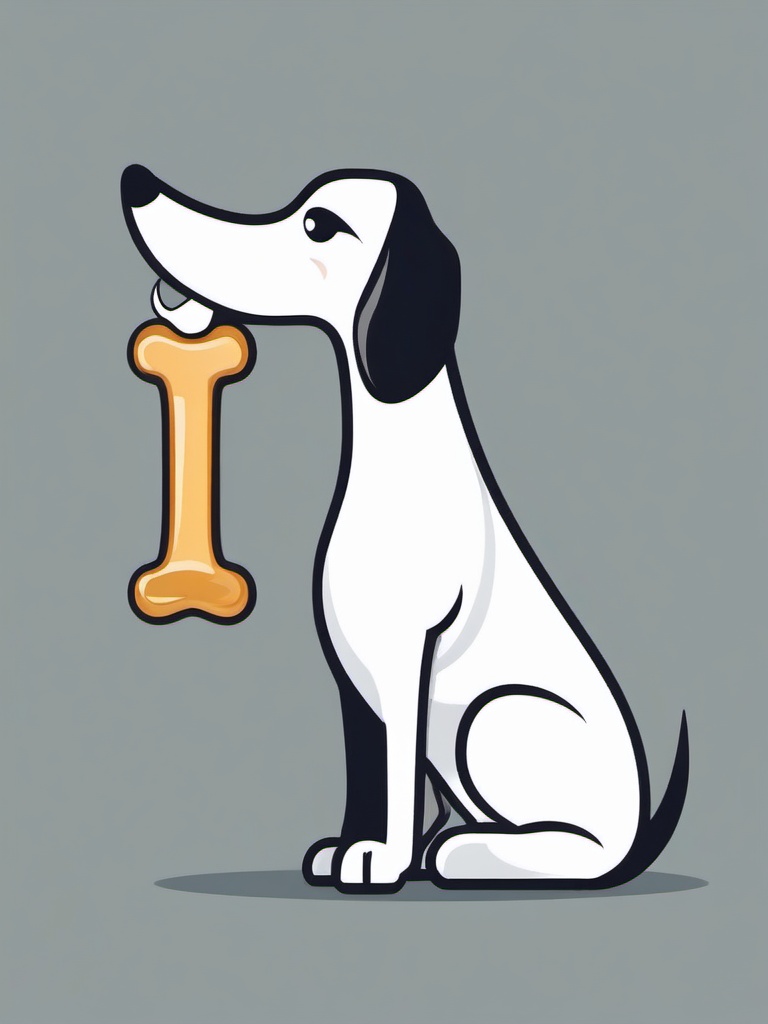 Dog with Bone Clipart,Illustrating a pet care guide featuring a dog with bone clipart  simple, 2d flat