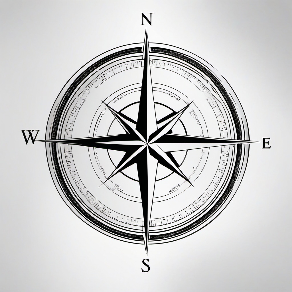 Compass with Coordinates Tattoo - Compass tattoo featuring specific coordinates.  simple vector tattoo,minimalist,white background