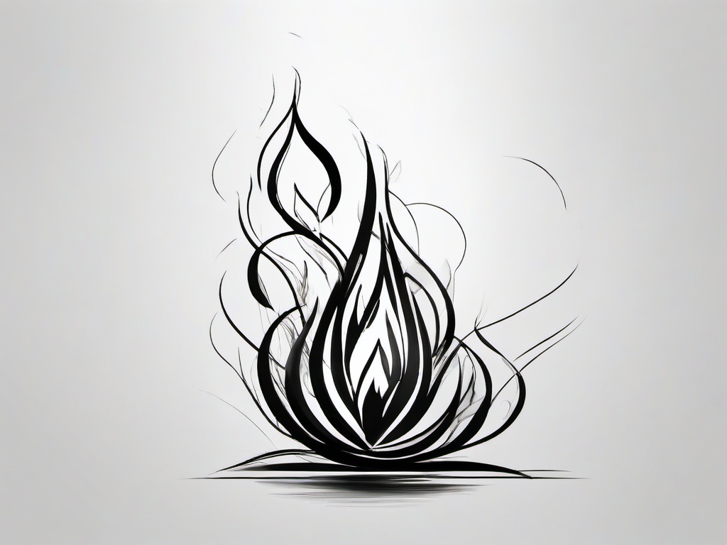 drawing of a flame  minimal rough sketch scribbles,doodles,black and white