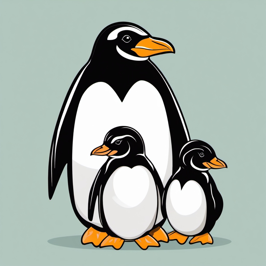 Penguin clipart - penguin family with chicks  