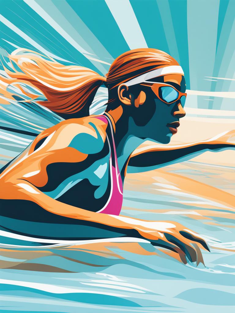 swimming clipart - a swimmer gliding through crystalline waters of an olympic-sized pool 