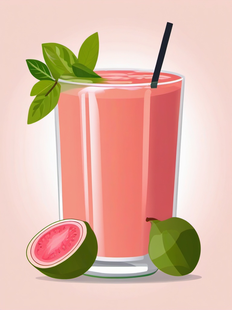 Guava Smoothie Glass Clipart - A glass of guava smoothie.  color vector clipart, minimal style