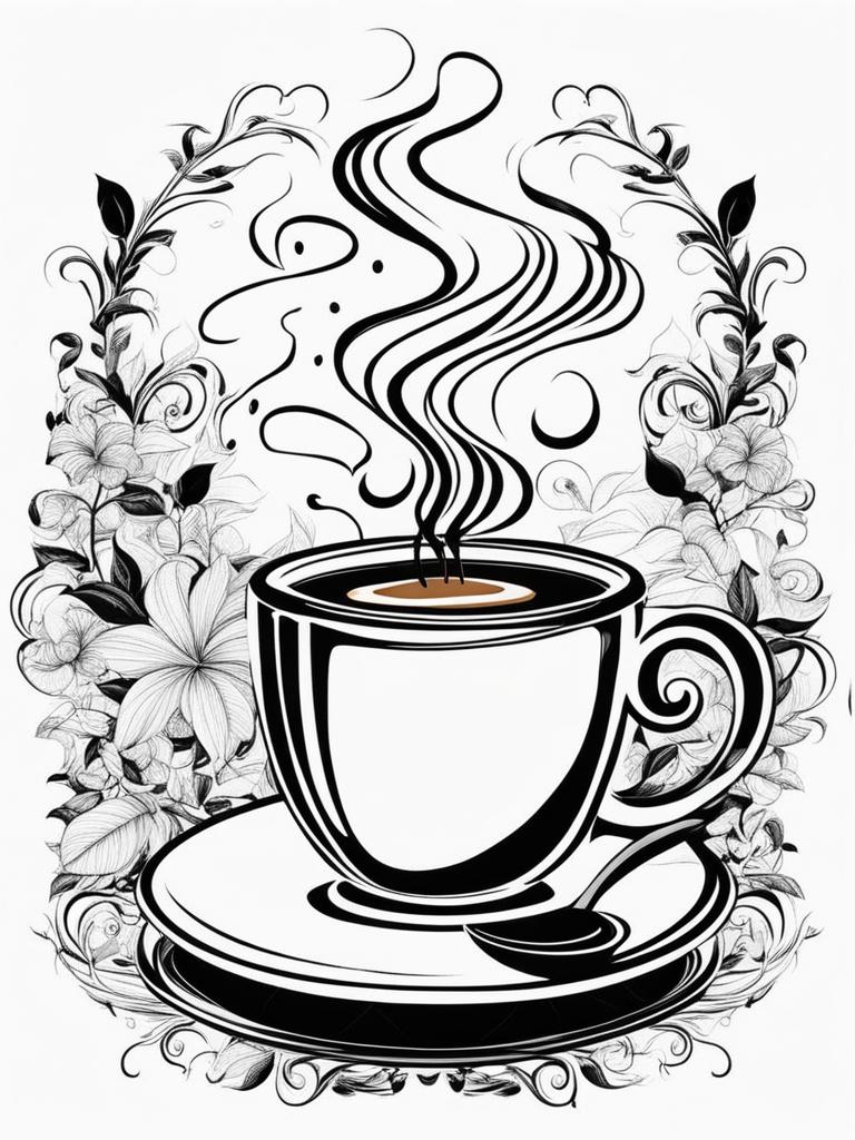 coffee clipart black and white 