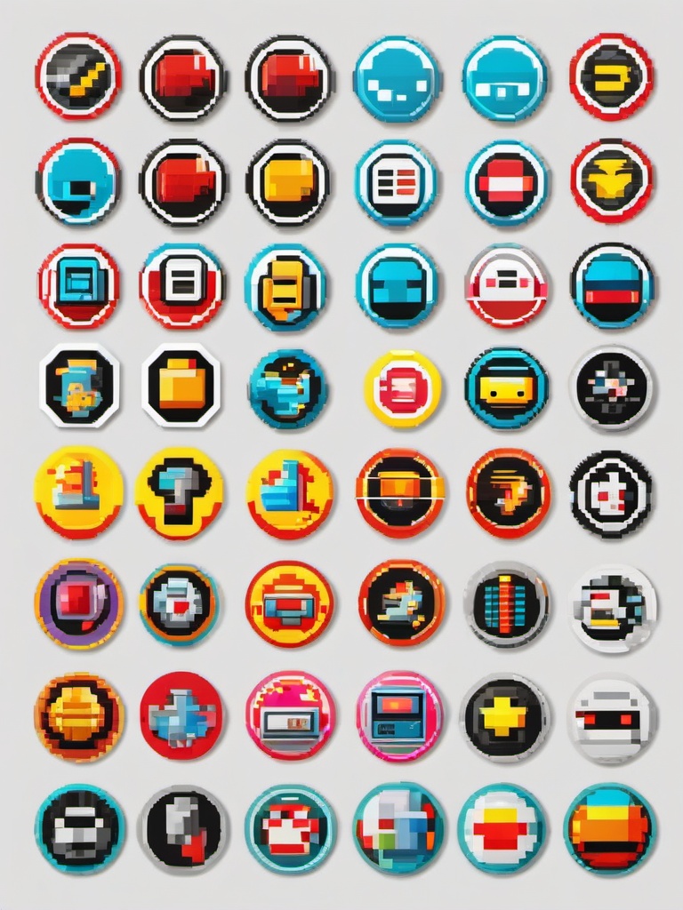 Retro game character power-up sticker- Pixelated and energized, , sticker vector art, minimalist design