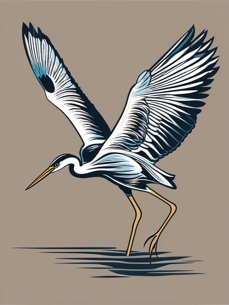 Heron clipart - Wading bird with long legs and wings in flight, ,color clipart vector style