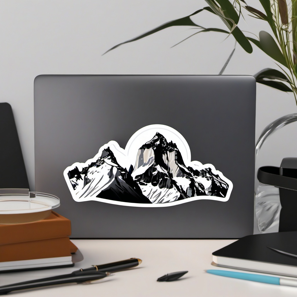 Torres del Paine Cuernos sticker- Distinctive horn-shaped peaks in Torres del Paine, Chile, , sticker vector art, minimalist design