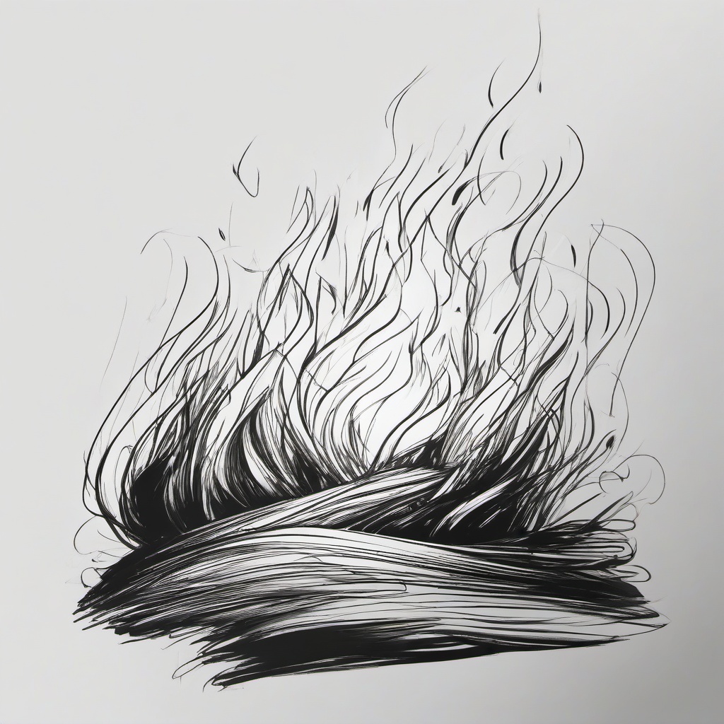 sketch of fire  minimal rough sketch scribbles,doodles,black and white