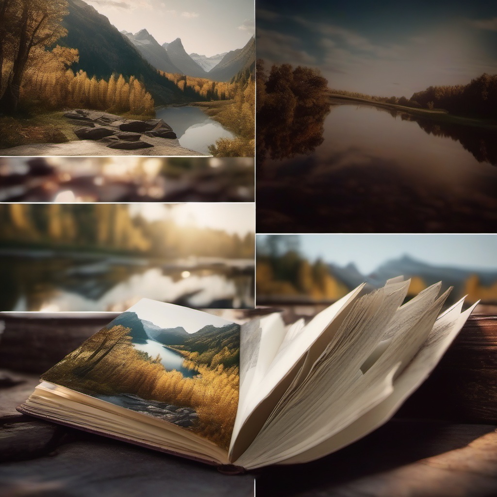 Tattered and faded photo album conjures vivid memories with every turn of the page.  8k, hyper realistic, cinematic