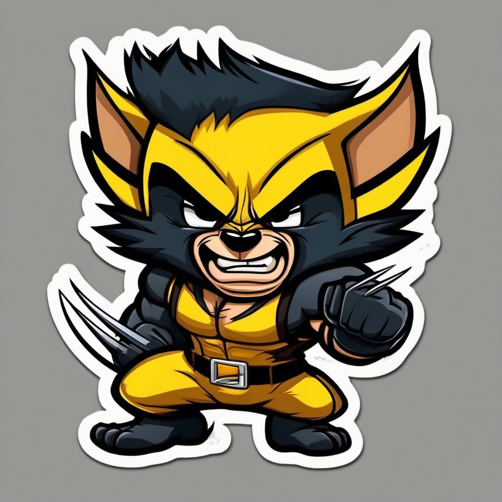 Wolverine cartoon - fierce, small mammal  cartoon sticker style