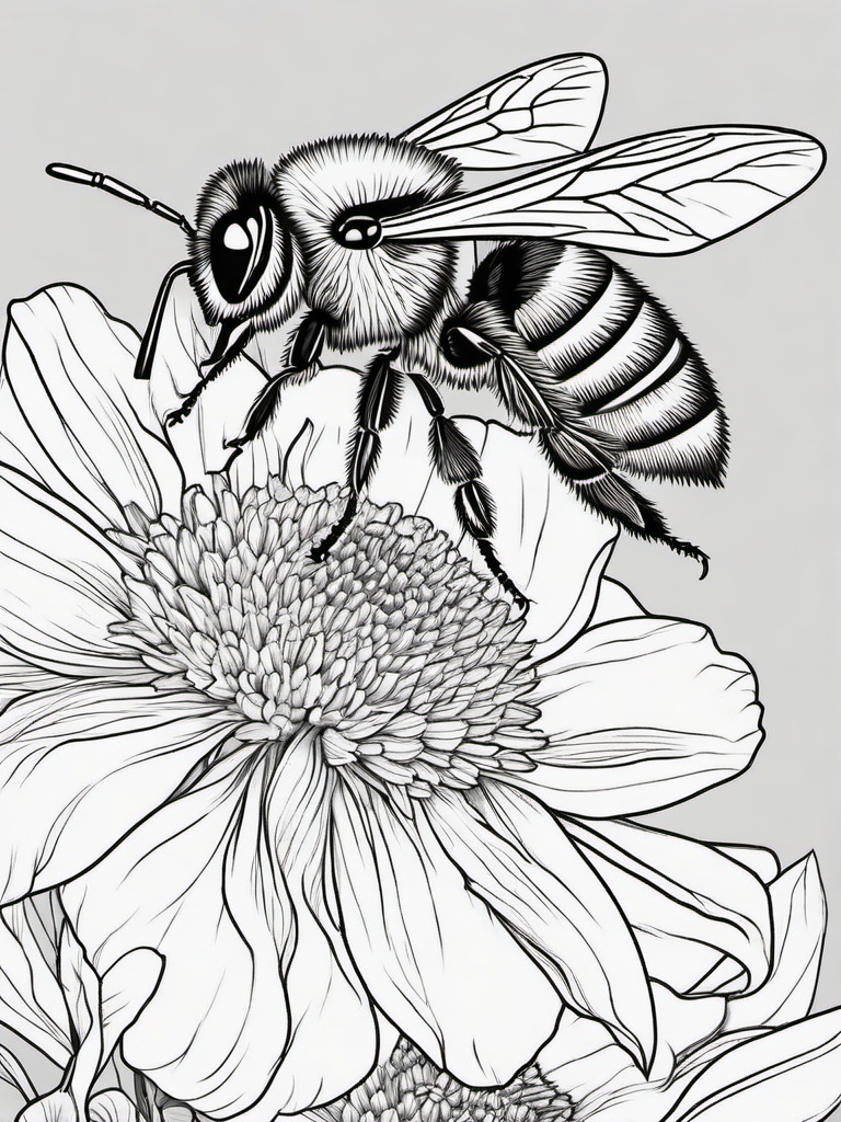 Bumblebee Coloring Pages - Bumblebee resting on a soft petal  simple coloring pages