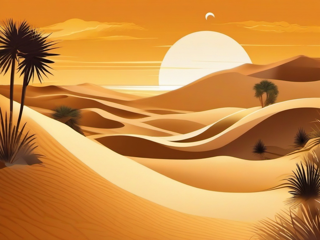 Tan Background - Sandy Desert Dunes and Oasis, Desert Serenity  intricate patterns, splash art, wallpaper art