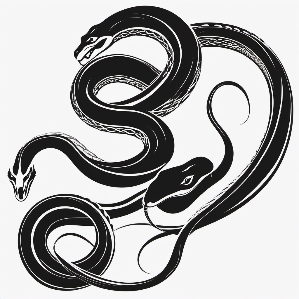 Black Mamba Tattoo Design - Design featuring the black mamba snake.  simple vector tattoo,minimalist,white background