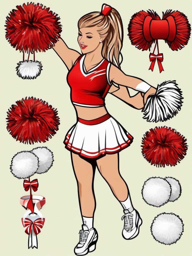 Sport clipart - cheerleading with pom poms  vector clipart