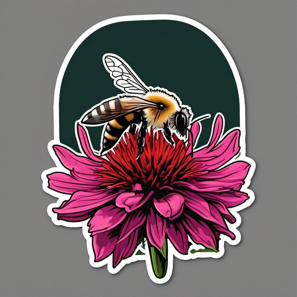 Bee Balm Sticker - Attract pollinators and enjoy the vibrant and fragrant blooms of bee balm with this sticker, , sticker vector art, minimalist design