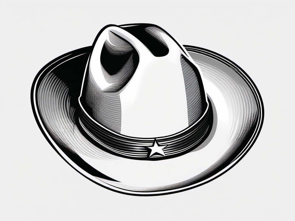 Cowboy hat with a star on the front clipart.  vector style illustration, white background