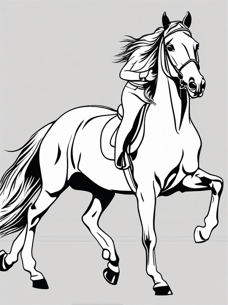 Dressage Horse Coloring Pages - Elegant Horse Performing Dressage Moves  minimal black outline printable sheet, coloring page