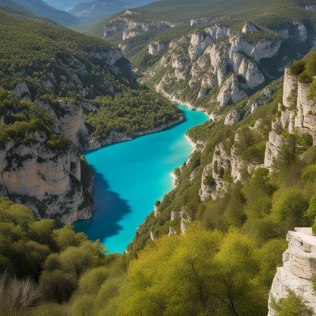 secrets of the verdon gorge - paint the secrets of the verdon gorge, with its turquoise waters, towering cliffs, and hidden caves. 