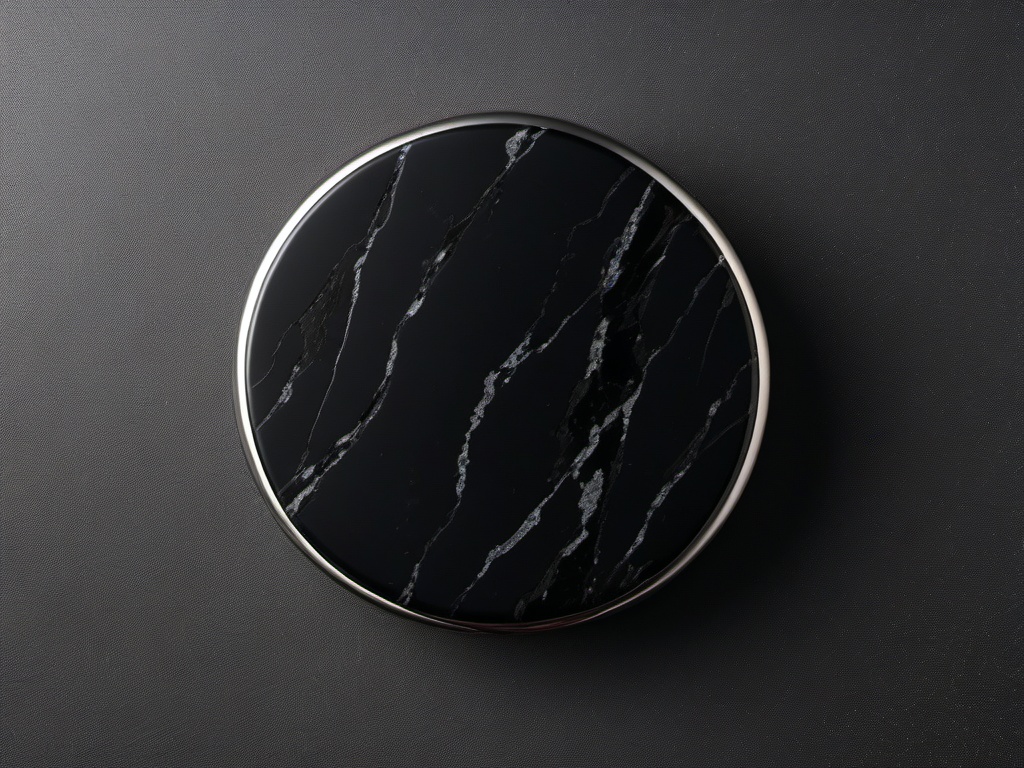 Black granite with a honed texture and silver accents top view, product photoshoot realistic background, hyper detail, high resolution